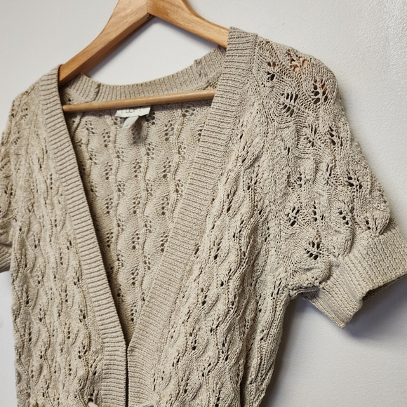 LOFT Cream Lace Knit Tie Up Sweater - Picture 5 of 7